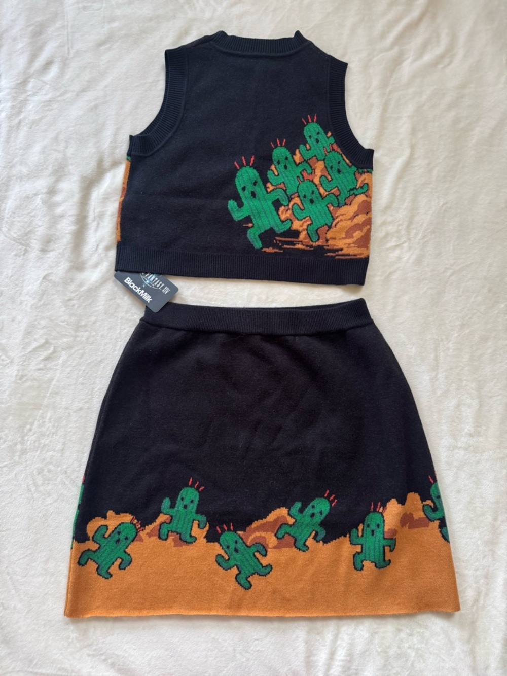 Blackmilk x Final Fantasy Cactuar Knit Top and Skirt Set. NWT Size M/L